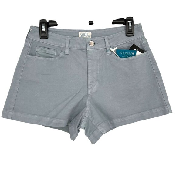 Market & Spruce Flat Front Cotton Blend Shorts Light Blue Size 12 NWT - Picture 1 of 8